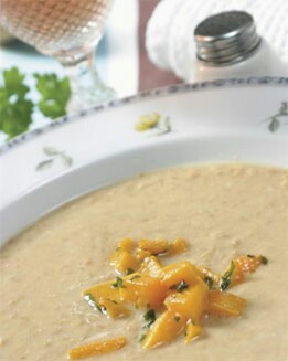 CREMA DE LENTEJAS CON DADOS DE CALABAZA