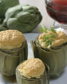 ALCACHOFAS GRATINADAS CON CREMA DE AJO