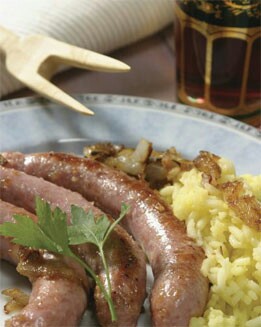 SALCHICHAS AL SÉSAMO CON GUARNICIÓN DE ARROZ