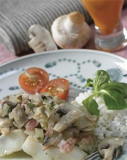 PAPILLOTE DE MERLUZA CON CHAMPIÑONES