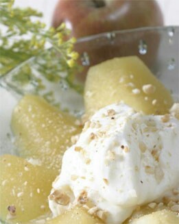 MOUSSE DE QUESO CON MANZANAS CARAMELIZADAS