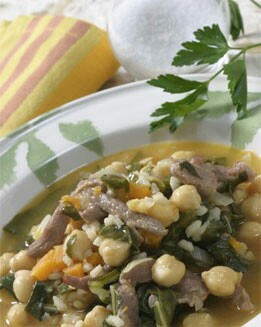 SOPA DE ARROZ CON GUARNICIÓN