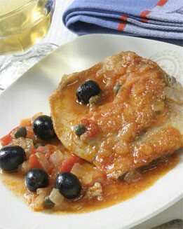 EMPERADOR CON SALSA DE OLIVAS