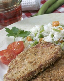 LOMO REBOZADO CON ARROZ DE PRIMAVERA