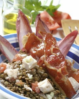 ENSALADA DE LENTEJAS Y ACHICORIA