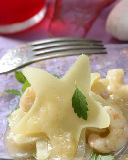 ESTRELLAS DE PASTA CON GAMBAS