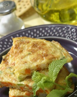TORTILLA VEGETAL CON GAMBAS