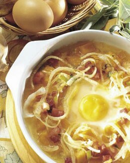 HUEVOS ESCALFADOS CON CALABAZA Y NARANJA