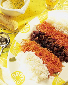 ARROZ EN SALSA CON PASAS Y ZANAHORIAS