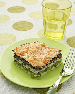 LASAÑA DE MORCILLA Y PIMIENTO VERDE