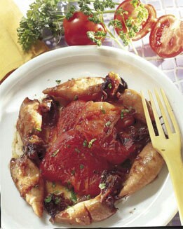 CHIPIRONES CON TOMATES CONFITADOS