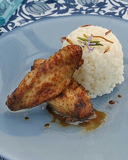 ALITAS DE POLLO CON JENGIBRE Y ARROZ