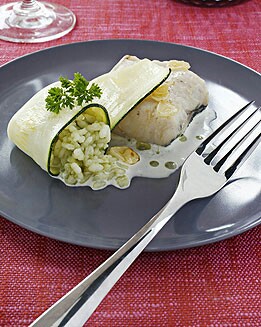 LOMO DE MERLUZA CON ARROZ VERDE