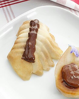 PERAS AL CHOCOLATE RELLENAS DE TOFFEE