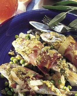 SALMONETES CON JAMÓN Y SALVIA