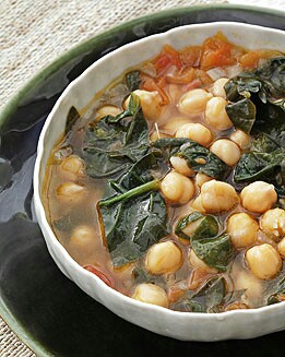 GARBANZOS GUISADOS CON CURRY CON ESPINACAS