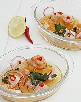 CEBICHE DE MERO Y GAMBAS