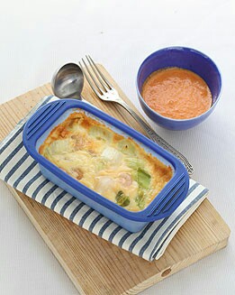 PASTEL DE PUERROS Y GAMBAS