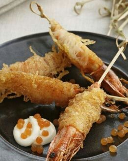 LANGOSTINOS ENVUELTOS EN FIDEOS