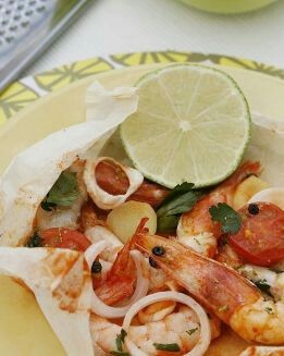 LANGOSTINOS EN PAPILLOTE