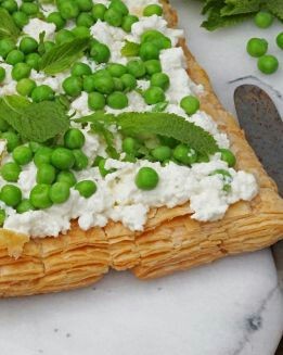 TARTA DE GUISANTES Y RICOTTA