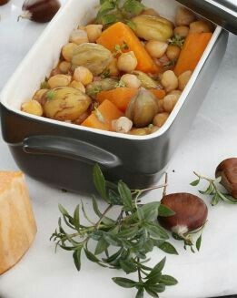 OLLA DE OTOÑO CON GARBANZOS Y CASTAÑAS
