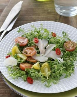 ENSALADA DE PAMPLINAS Y CEBICHE DE MERLUZA