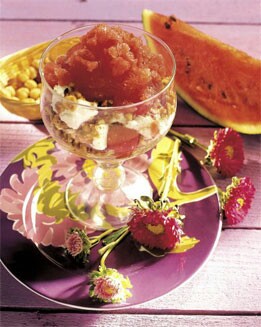 SORBETE DE SANDÍA CON CROCANTI DE AVELLANA