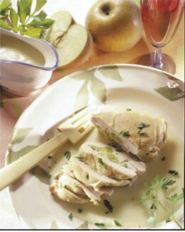 AVE RELLENA CON PURÉ DE MANZANA