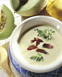 CREMA DE MELÓN CON VIRUTAS DE JAMÓN