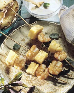 BROCHETAS TROPICALES AL CURRY